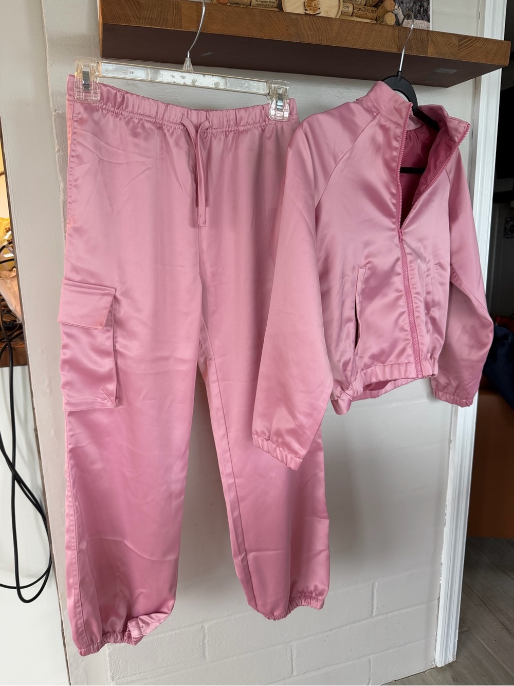 Epic Threads Pink Satin Track Set with Cargo Joggers